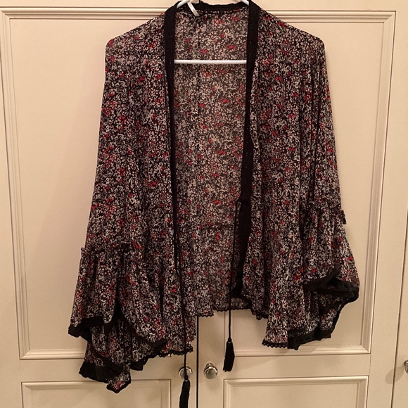 Free People Crop Floral Kimono Size L - Picture 1 of 2